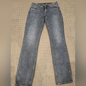 Silver Elyse Straight Jeans, Size 28
